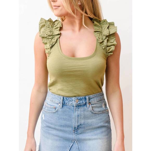 Novak Ruffle Tank Nation LTD | Tops | New Nation Ltd Valentina Ruffled Tank In Lichen ...